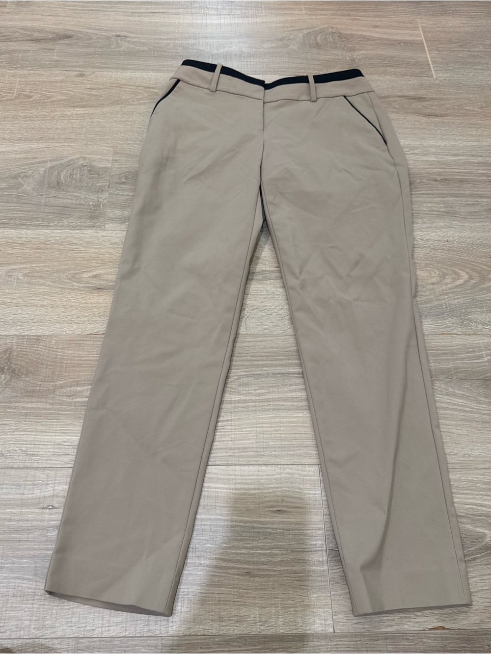 Ann Taylor Tan Work Pants with Black Trim